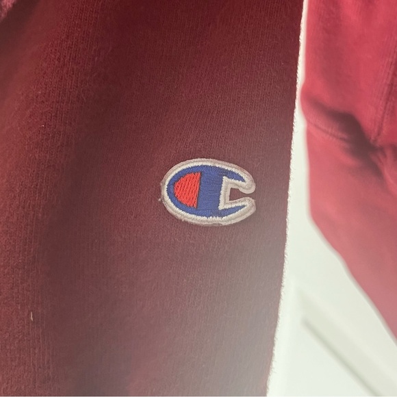 Vintage Champion Reverse Weave Burgundy Hoodie Size L Heavyweight - Picture 5 of 5